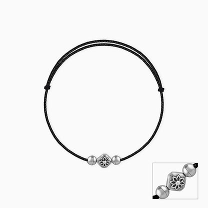 Oxidised Silver Floral Bead Anklet