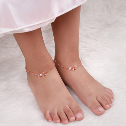 Rose Gold Shining Star Kids Anklet  (1-5 years)