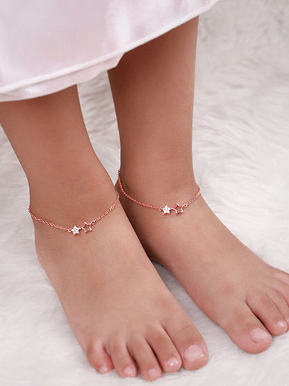 Rose Gold Shining Star Kids Anklet  (1-5 years)