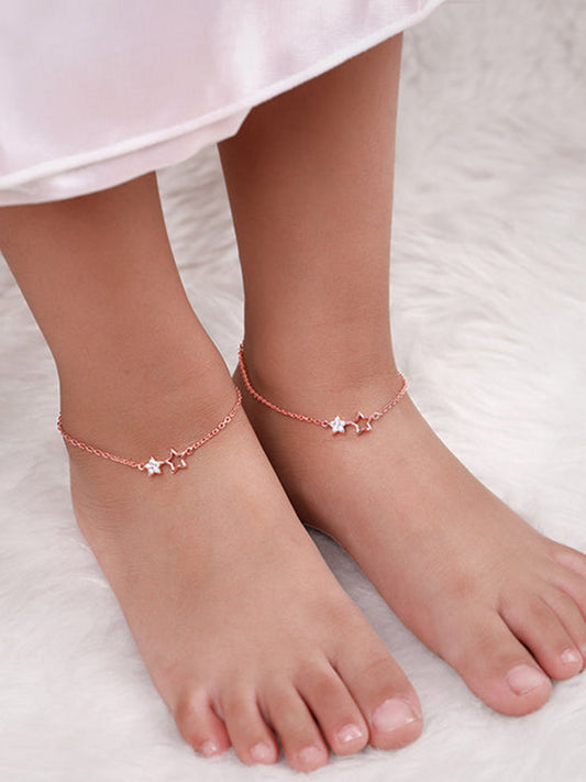 Rose Gold Shining Star Kids Anklet  (1-5 years)