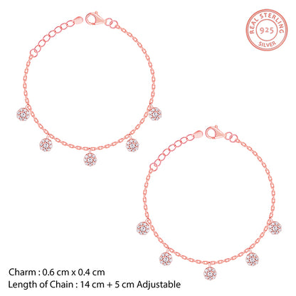 Rose Gold Sparkly Charm Kids Anklet (1-5 years)