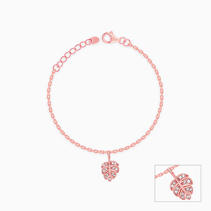 Rose Gold Zirconia Leaf Kids Anklet  (1 - 5 years)