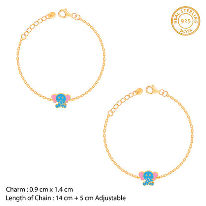 Golden Baby Elephant Kids Anklet (1-5 Years)