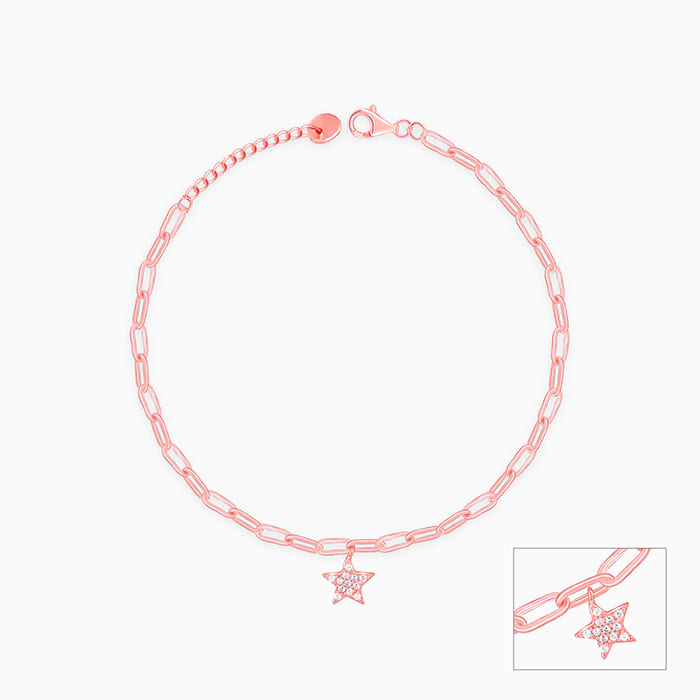 Rose Gold Star Charm Kids Anklet (1-5 years) - view 3