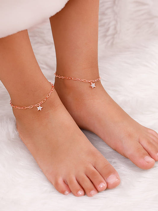 Rose Gold Star Charm Kids Anklet (1-5 years)