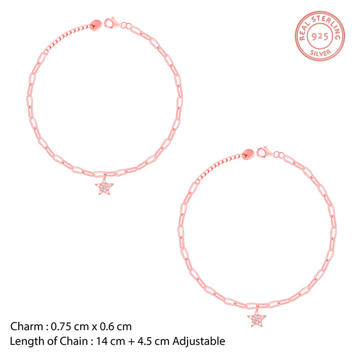 Rose Gold Star Charm Kids Anklet (1-5 years) - view 4