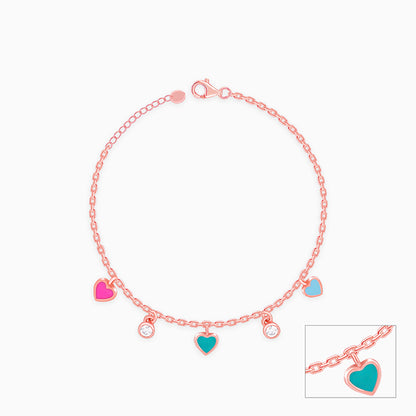 Rose Gold Lil’ Heartbeat Kids Anklet (0-1 Years)