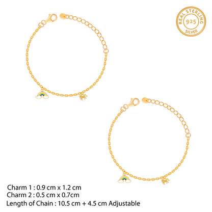 Golden Colourful Rainbow Kids Anklet