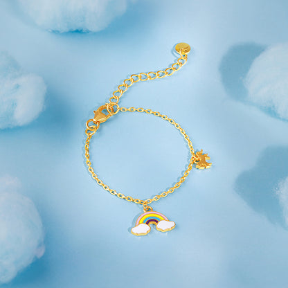 Golden Colourful Rainbow Kids Anklet