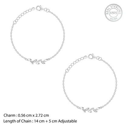 Silver Leafy Kids Anklet (1-5 years)