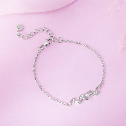 Silver Leafy Kids Anklet (1-5 years)