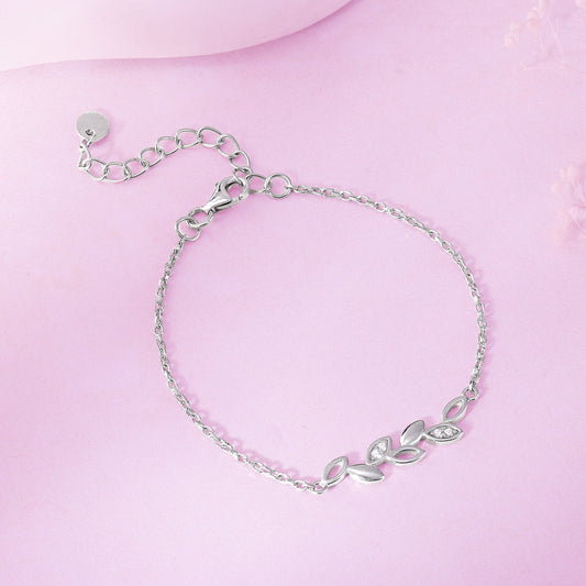 Silver Leafy Kids Anklet (1-5 years)