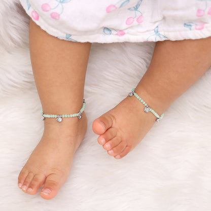 Silver Colour Beaded Kids Anklet (0-1 years)
