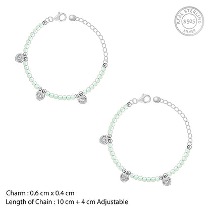 Silver Colour Beaded Kids Anklet (0-1 years)