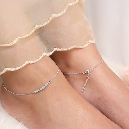 Silver Sparkling Bead Anklet