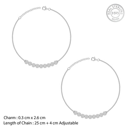 Silver Sparkling Bead Anklet