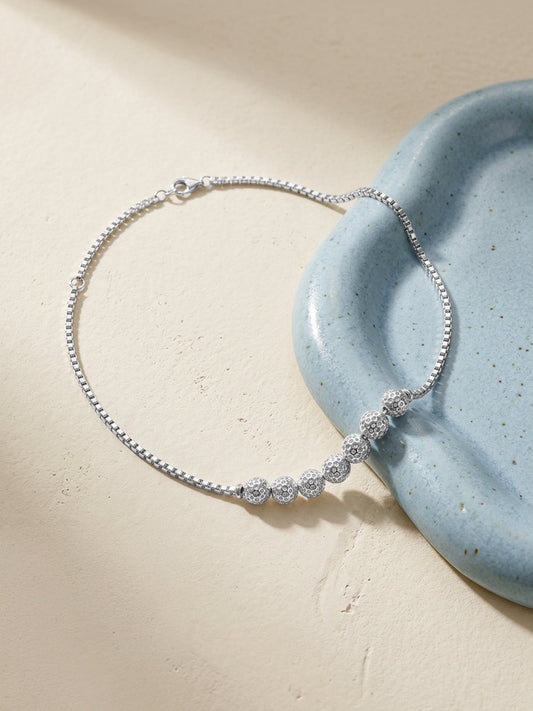 Silver Sparkling Bead Anklet