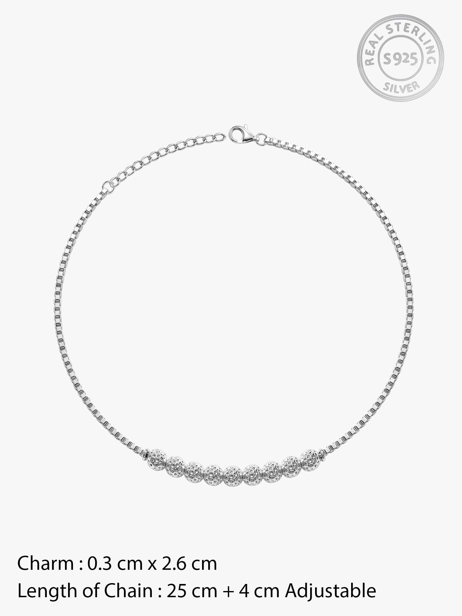 Silver Sparkling Bead Anklet