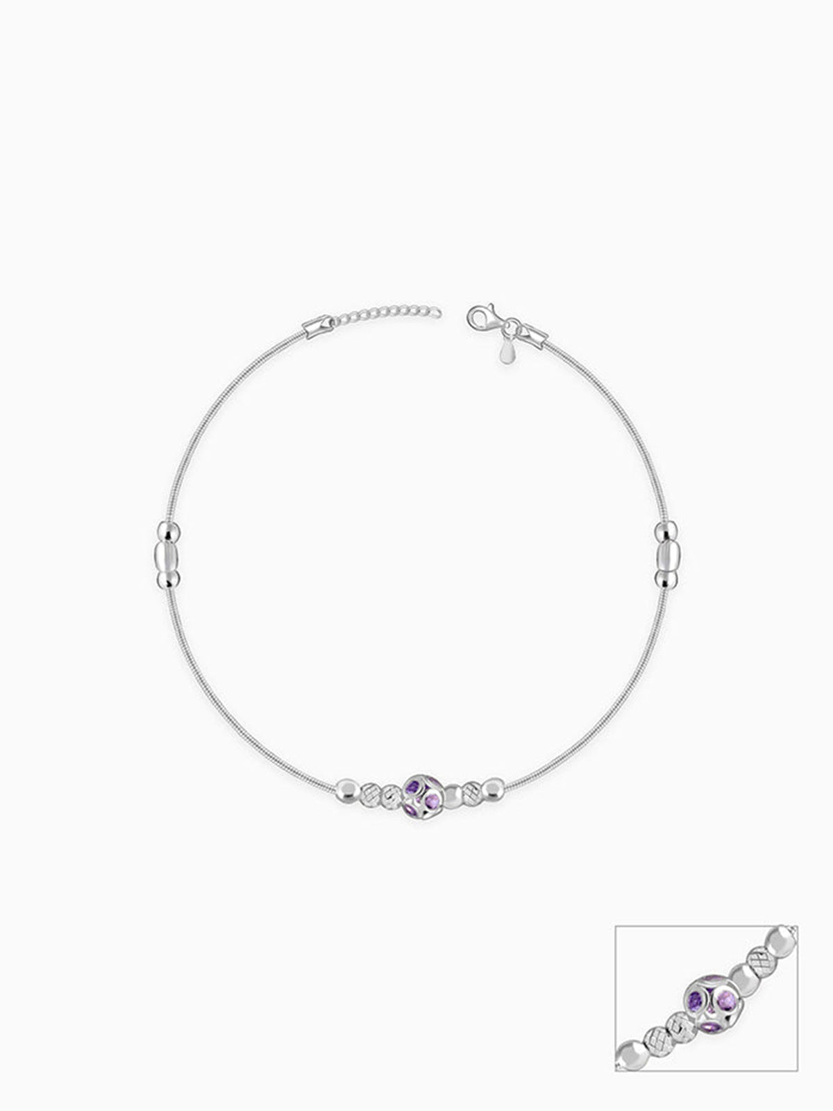 Silver Mystic Violet Anklet