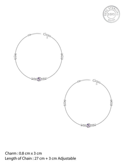 Silver Mystic Violet Anklet