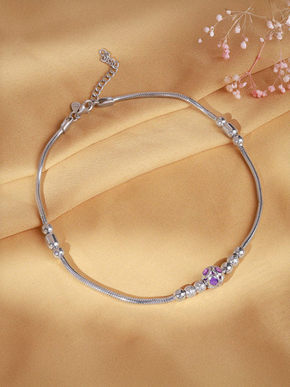 Silver Mystic Violet Anklet