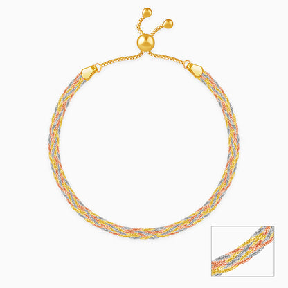 Triple Tone French Braid Silver Anklet