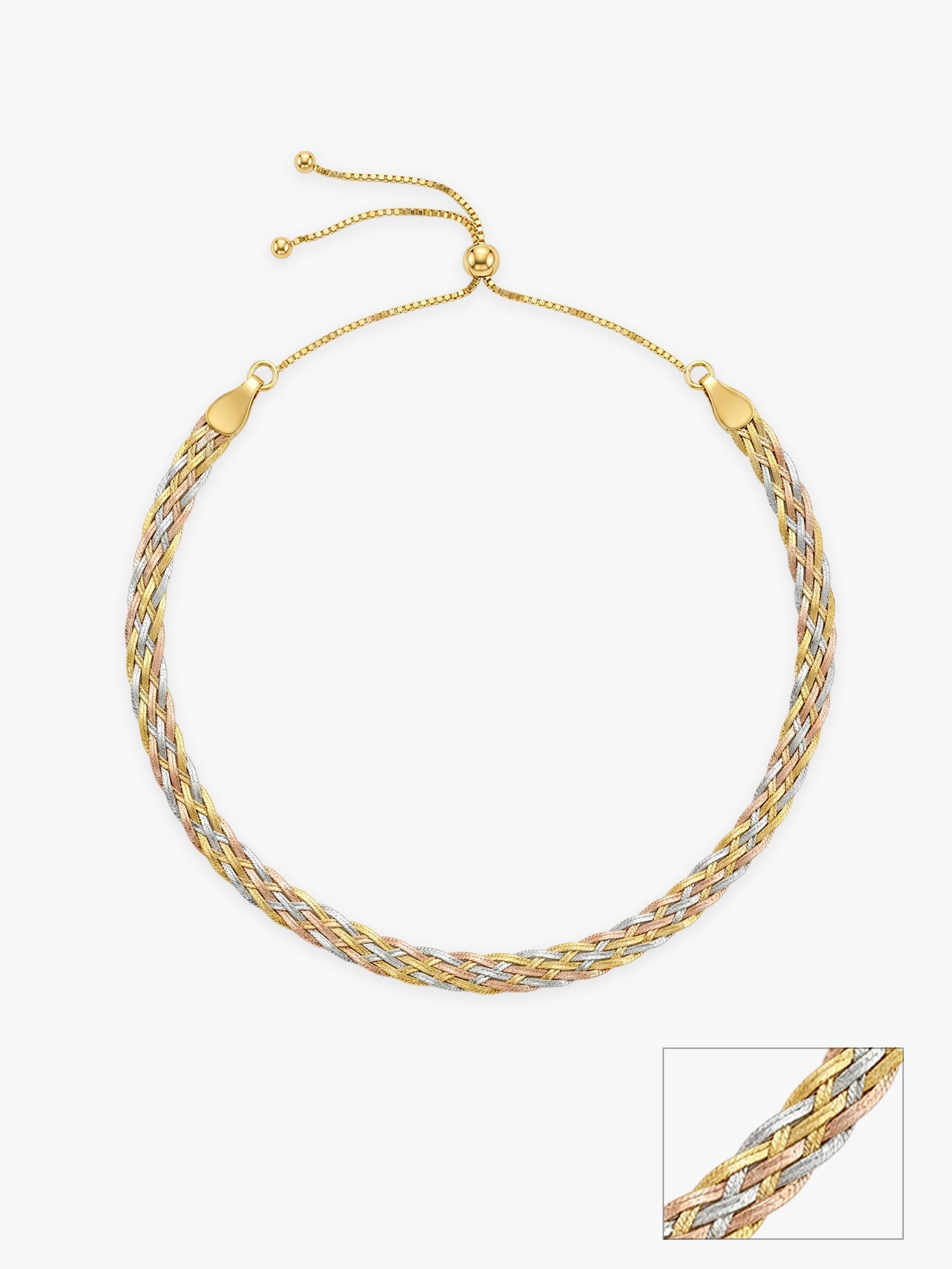 Triple Tone French Braid Silver Anklet