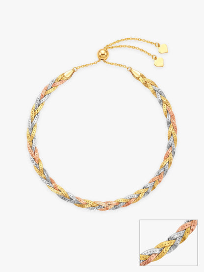 Triple Tone Bolo Silver Anklet