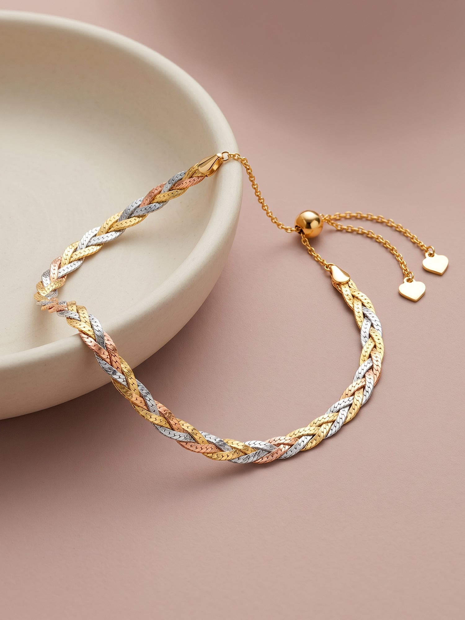 Triple Tone Bolo Silver Anklet