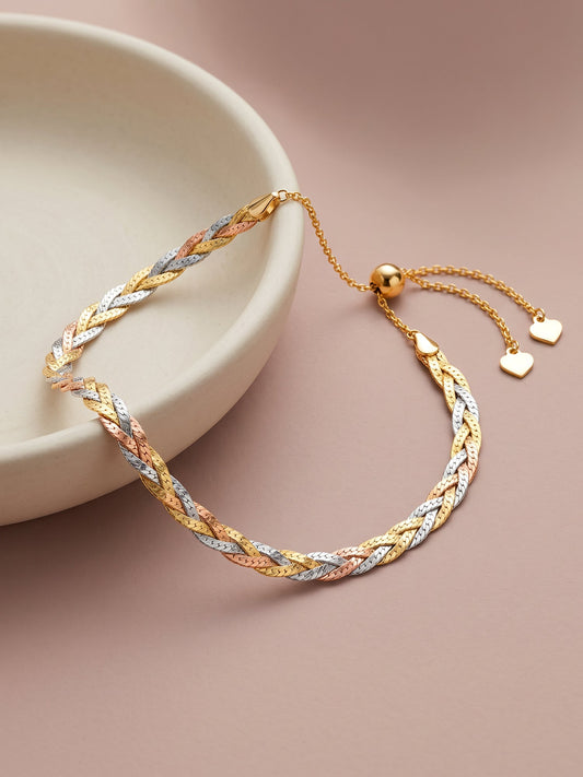 Triple Tone Bolo Silver Anklet