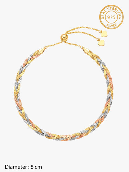 Triple Tone Bolo Silver Anklet