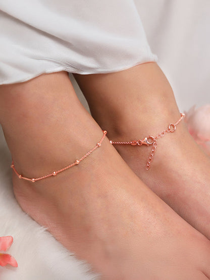 Rose Gold Moon Bead Anklet