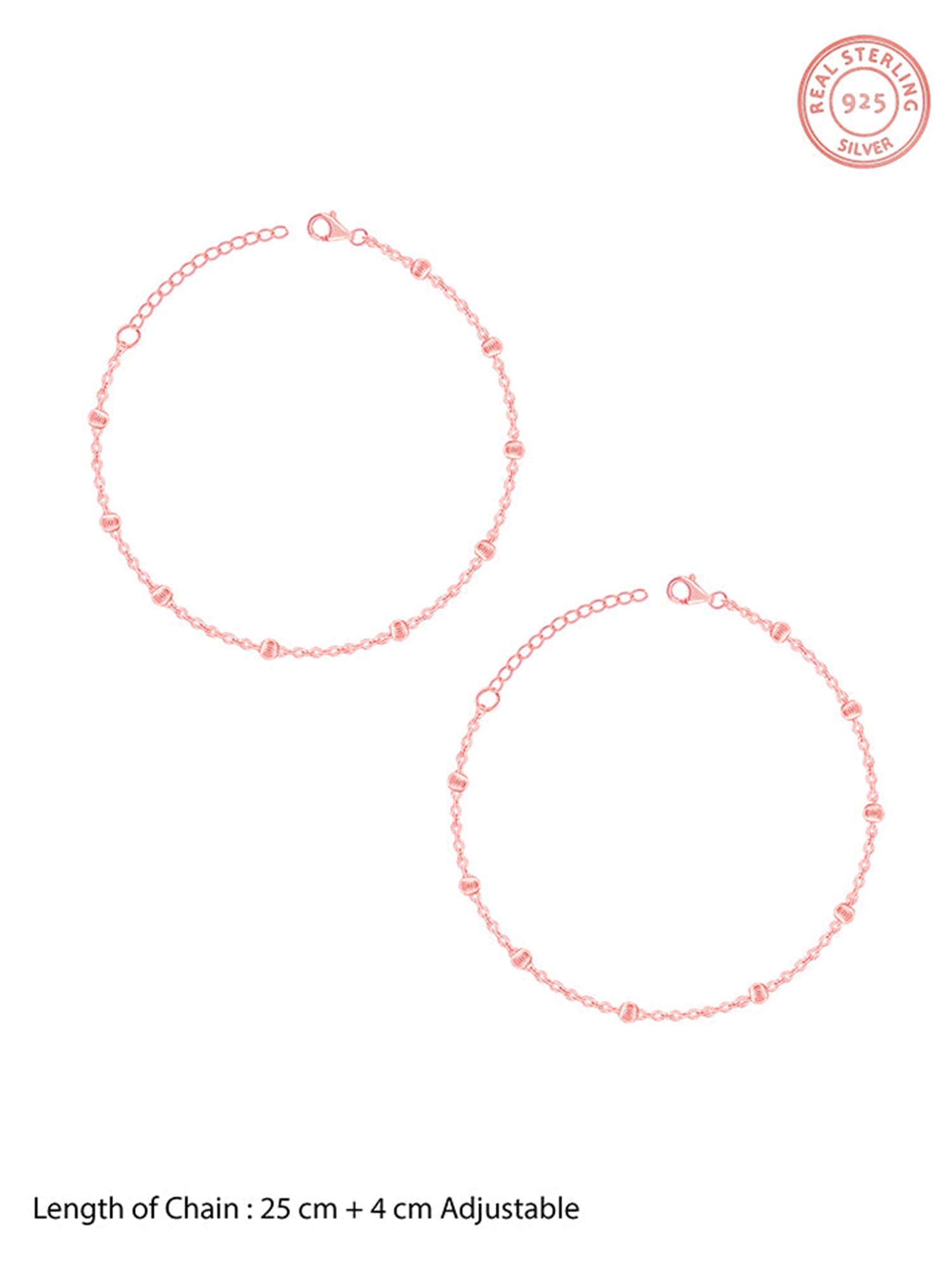 Rose Gold Moon Bead Anklet