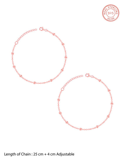 Rose Gold Moon Bead Anklet