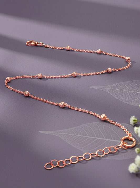 Rose Gold Moon Bead Anklet