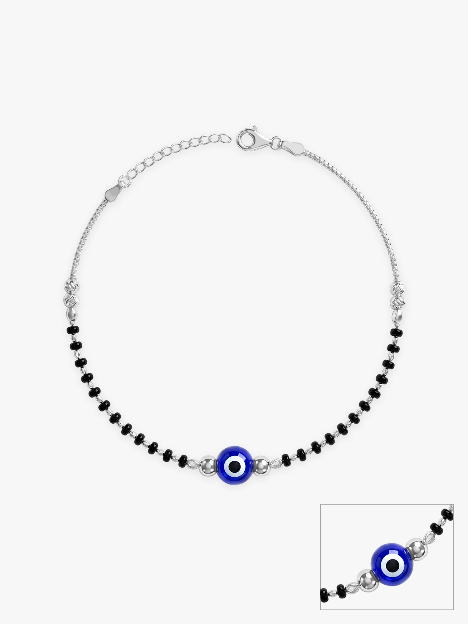Silver Evil Eye Anklet