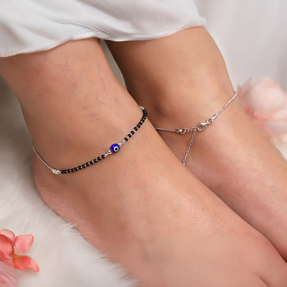 Silver Evil Eye Anklet