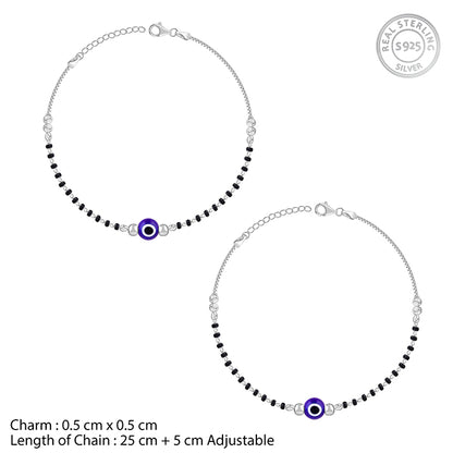 Silver Evil Eye Anklet