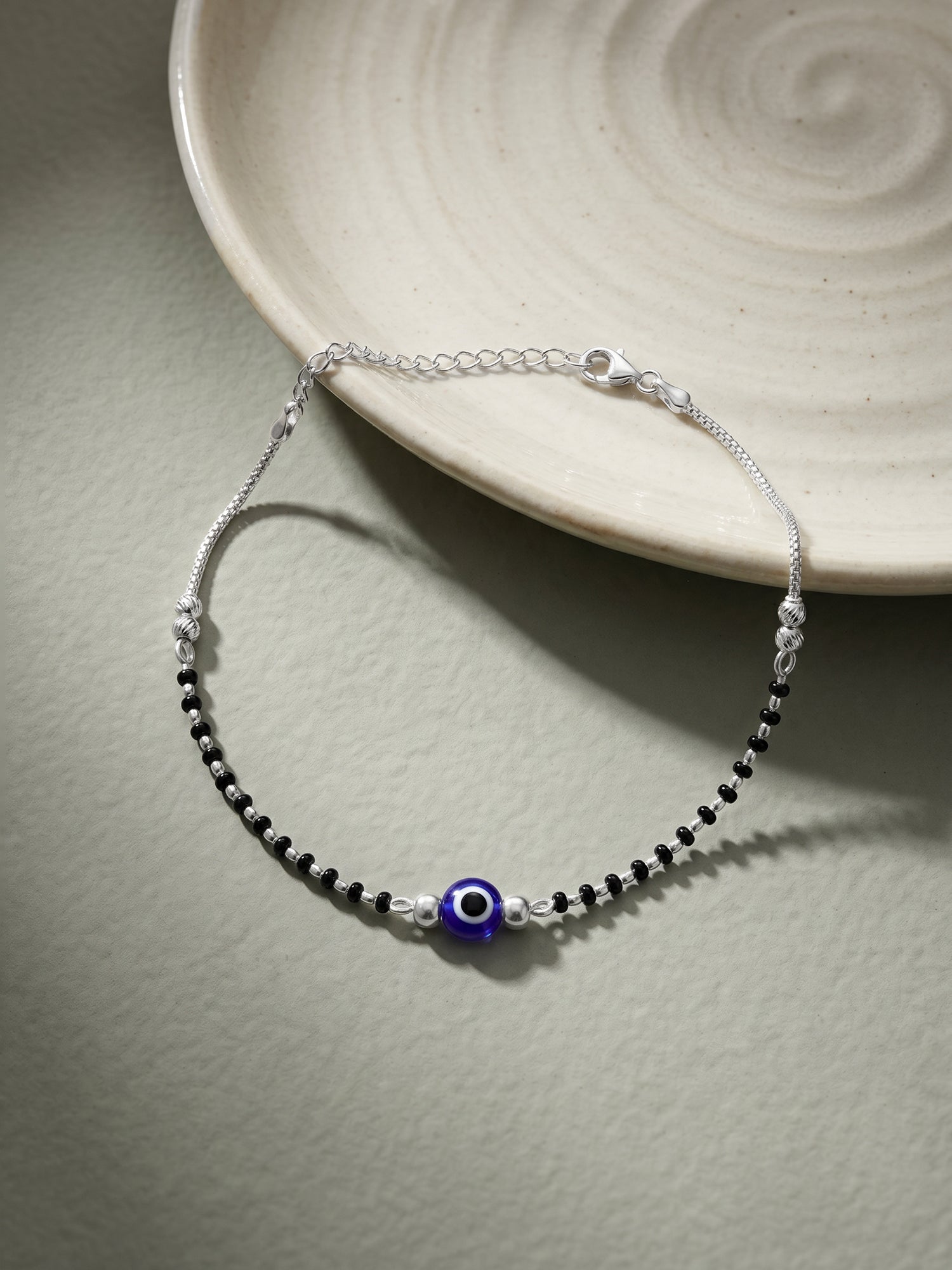 Silver Evil Eye Anklet