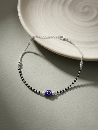Silver Evil Eye Anklet