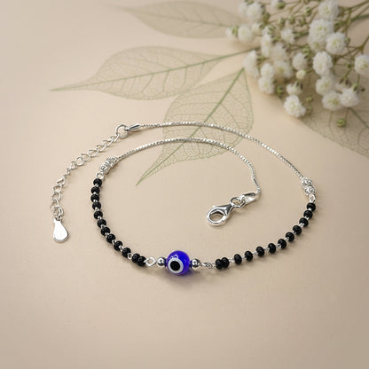 Silver Evil Eye Anklet