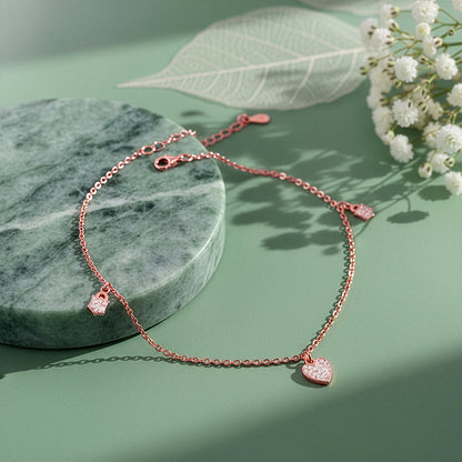 Rose Gold Hearty Anklet
