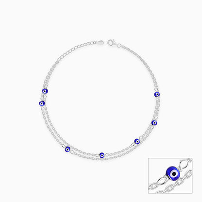 Silver Layered Evil Eye Anklet