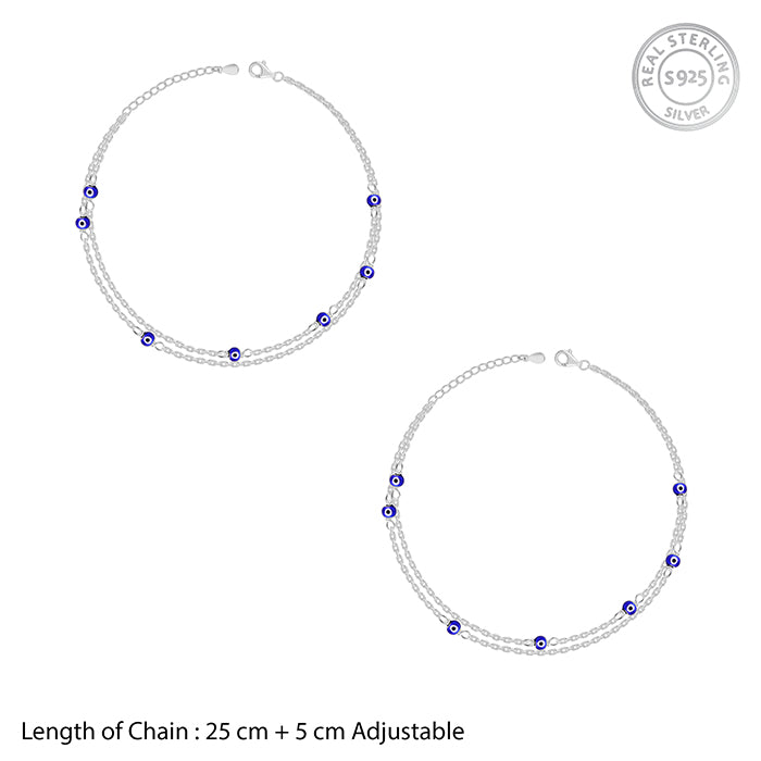Silver Evil Eye Anklets