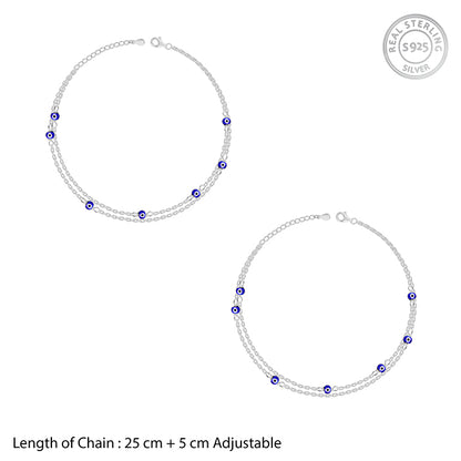 Silver Evil Eye Anklets