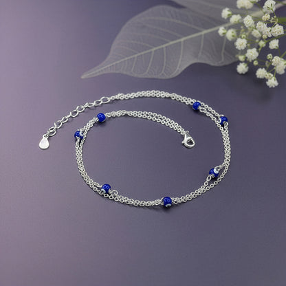 Silver Layered Evil Eye Anklet