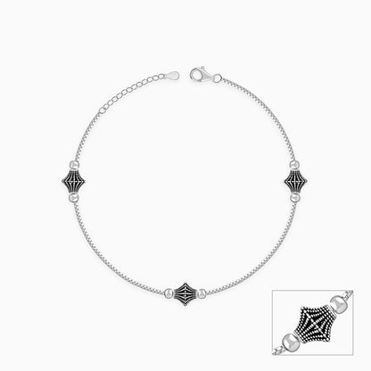 Oxidised Silver Starlace Charm Anklet