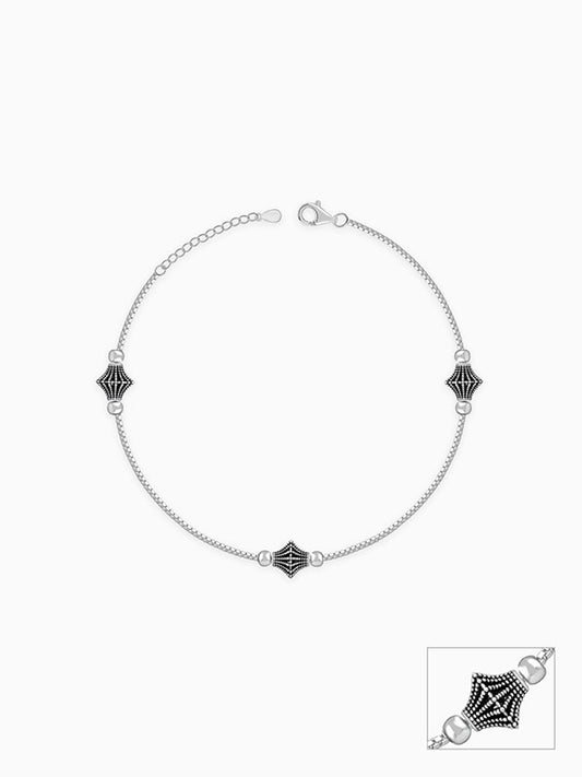 Oxidised Silver Starlace Charm Anklet