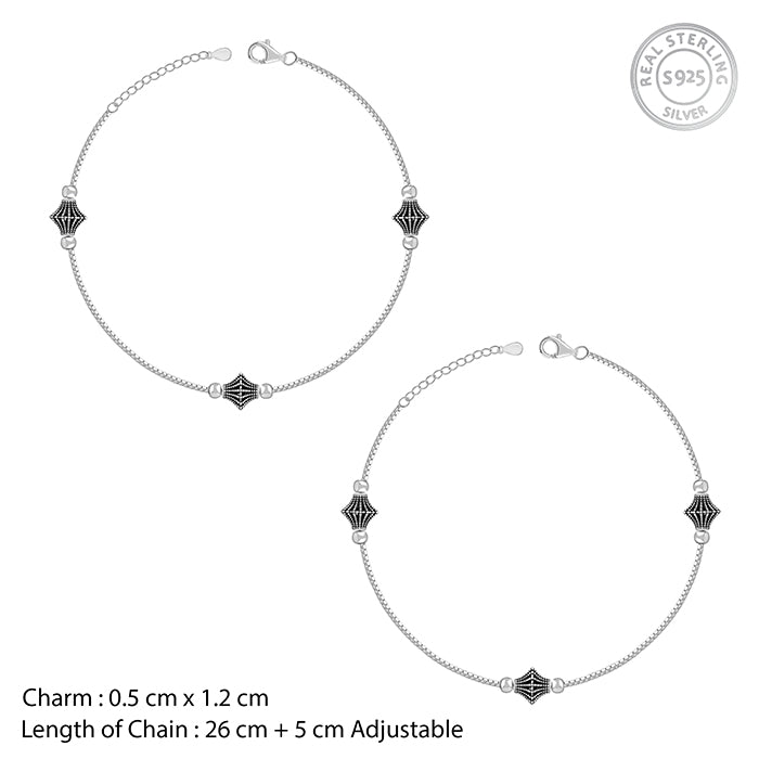 Oxidised Silver Starlace Charm Anklet