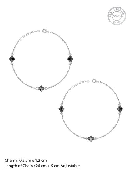 Oxidised Silver Starlace Charm Anklet